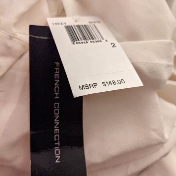 French Connection Asymmetric Silk Cream Blouse - Picture 7 of 9